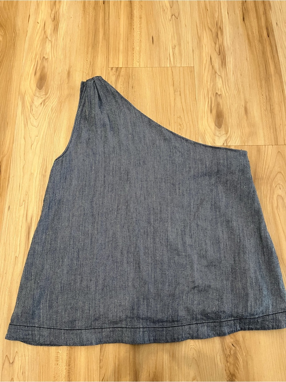 LOFT One-Shoulder Chambray Blue Top size S